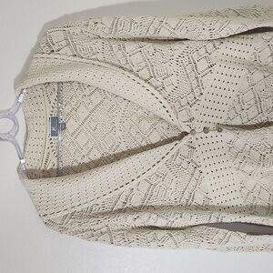 JM Collection Knit Cardigan Natural Flax Size L NWT Cotton Nylon Mix